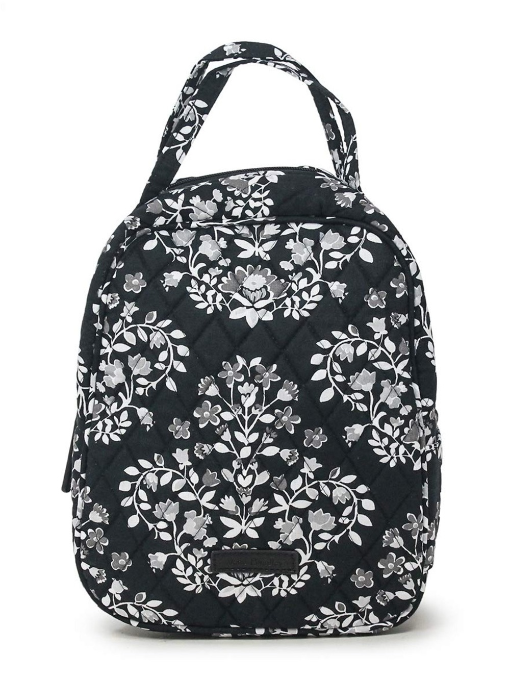 Vera Bradley lunch bag in the black and white Chandelier Noir pattern